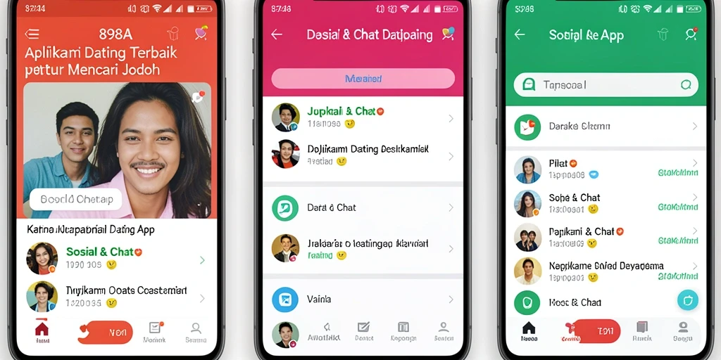 Screenshot utama 898A menunjukkan antarmuka yang menarik untuk kencan.