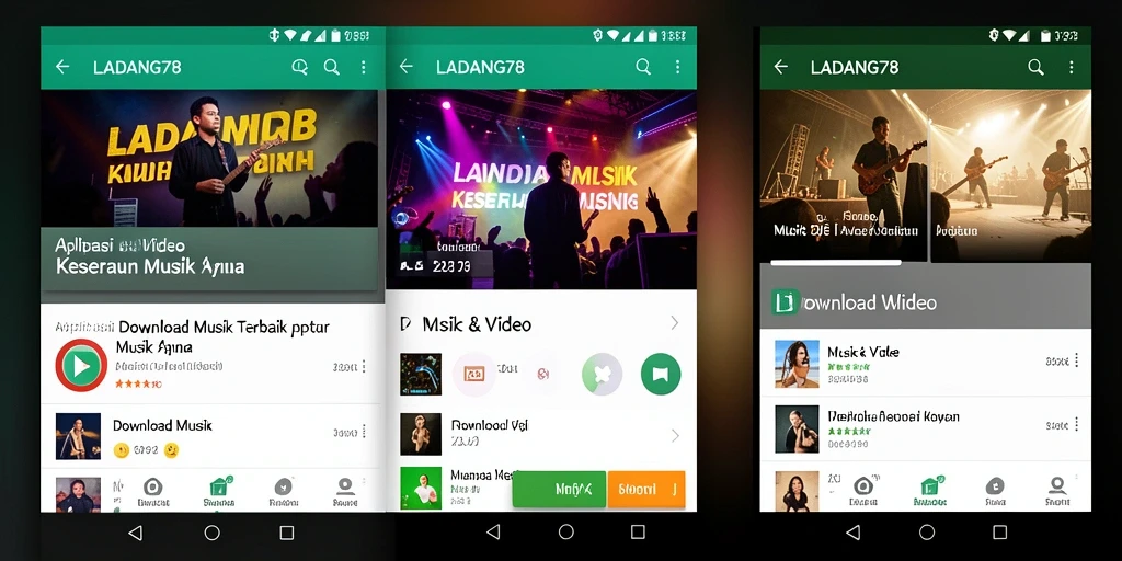 Tampilan antarmuka aplikasi LADANG78 untuk Download Musik yang menarik dan mudah digunakan.