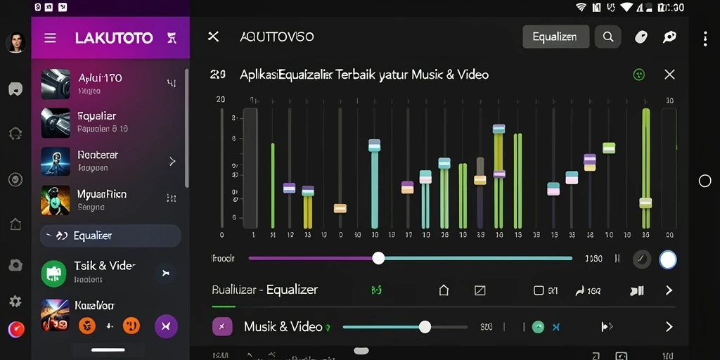 Antarmuka aplikasi Equalizer LAKUTOTO yang modern dan intuitif.