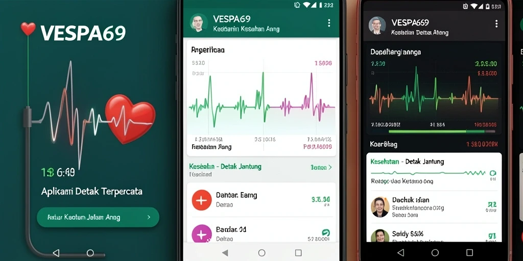Screenshot antarmuka utama VESPA69 menampilkan fitur detak jantung yang canggih.