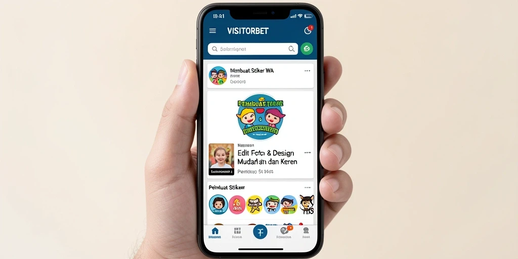 Antarmuka VISITORBET yang sederhana untuk membuat stiker WA.